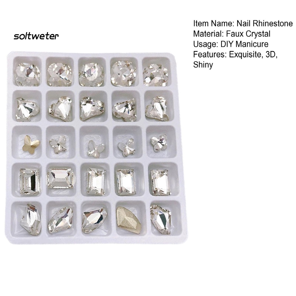 Bộ 25 Phụ Kiện Đính Trang Trí Móng Nghệ Thuật Hình Trái Tim / Bướm 3D Xinh Xắn