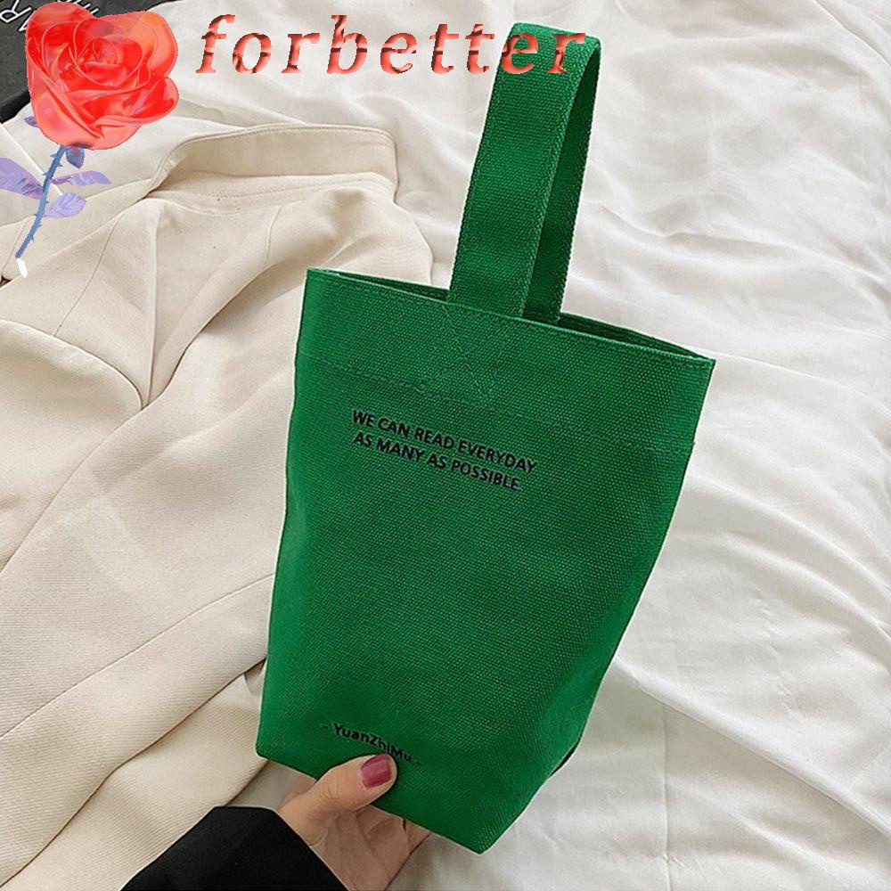 FORBETTER Túi Vải Canvas In Chữ Thiết Kế Đơn Giản Thời Trang