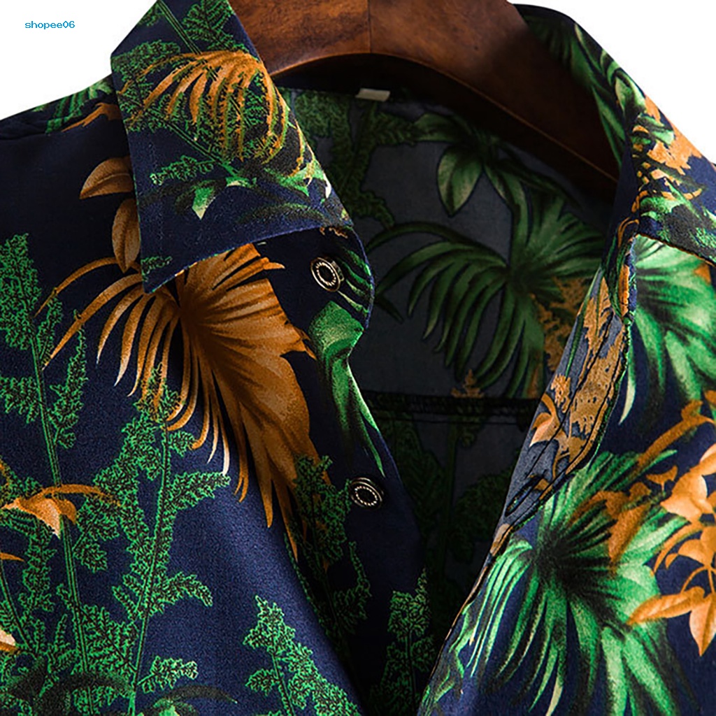 Pemg Áo Sơ Mi Ngắn Tay Cổ Bẻ In Họa Tiết Cây Dừa Phong Cách Hawaii Thời Trang Mùa Hè Cho Nam