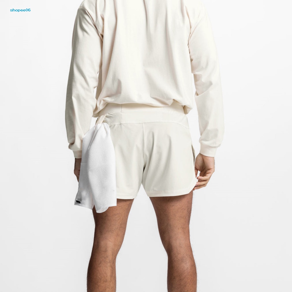 Quần Short Thể Thao Nam PEMG Lưng Thun Co Giãn Màu Trơn Hai Lớp Xẻ Tà Thấm Hút Mồ Hôi Dài Trên Đầu Gối