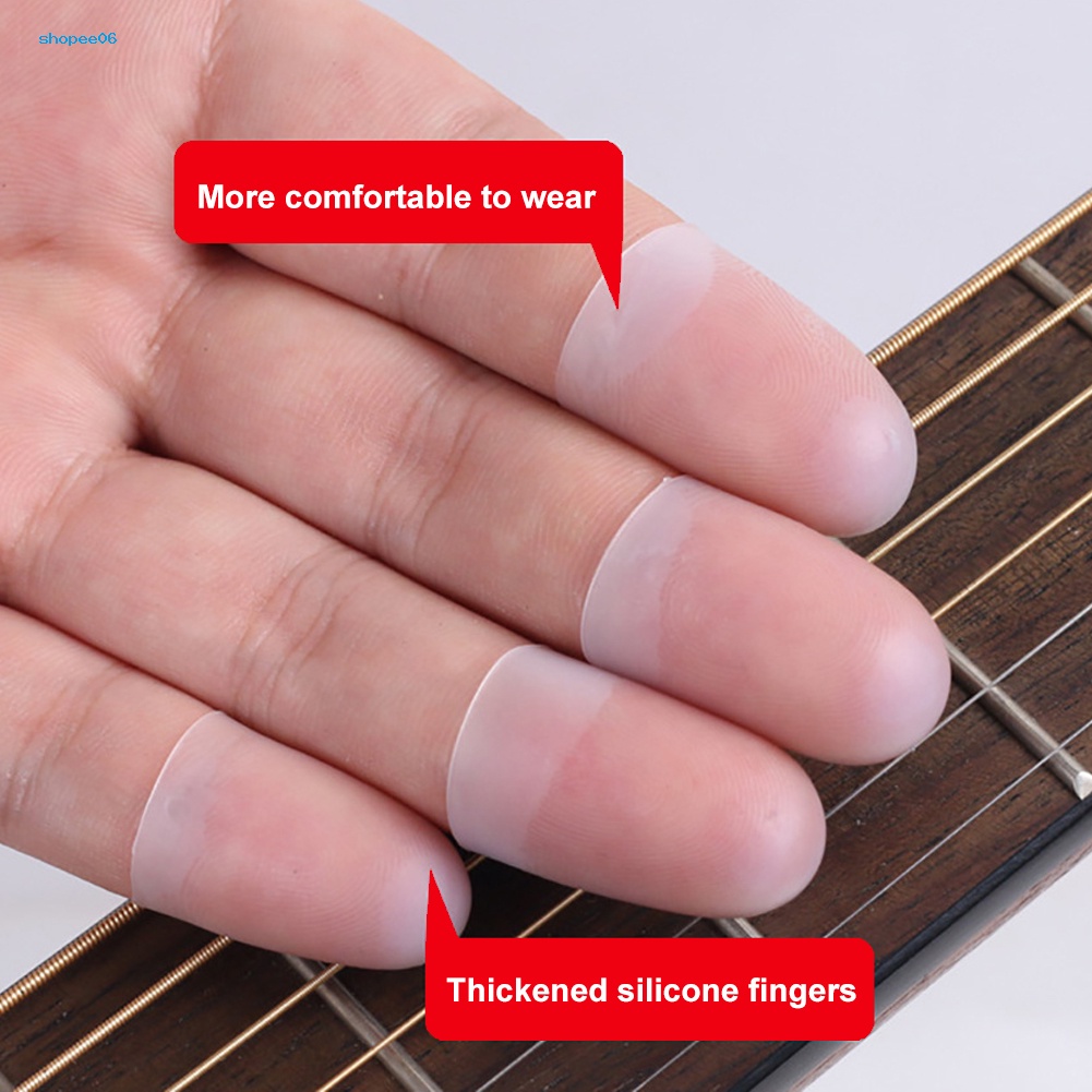 Bộ 4 Vỏ Bọc Ngón Tay Trái Bằng Silicon Siêu Mỏng Dùng Chơi Guitar
