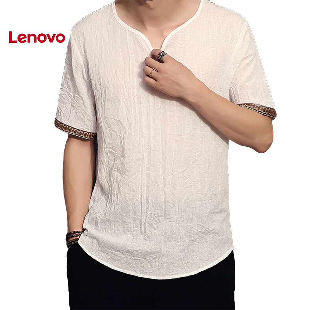 Áo Thun Tay Ngắn Cổ Chữ V Bằng Vải Lanh In Họa Tiết Hoa Hướng Dương Plus Size Cho Nam