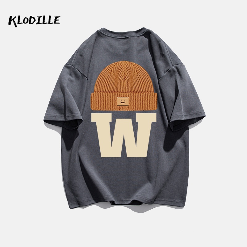 KLODILLE Áo Thun 100% Cotton Tay Ngắn Dáng Rộng In Hoạ Tiết Đơn Giản Trẻ Trung Cho Nam Giới Local Brand