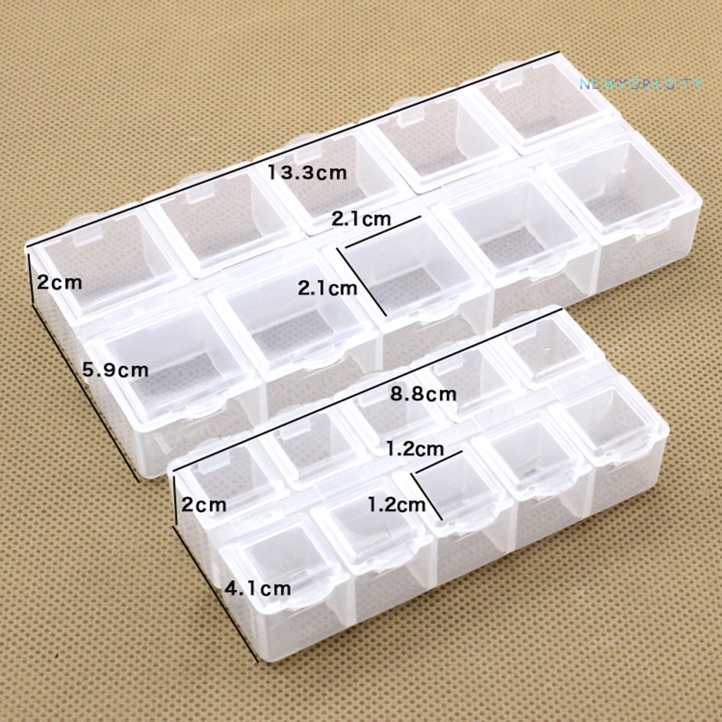 Hộp Nhựa Trong Suốt 10 Ngăn Đựng Bông Tai Chống Bụi Tiết Kiệm Không Gian