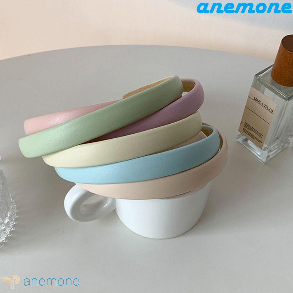 ANEMONE Băng Đô Cài Tóc Bằng Da PU Màu Sắc Ngọt Ngào Thời Trang Cho Nữ