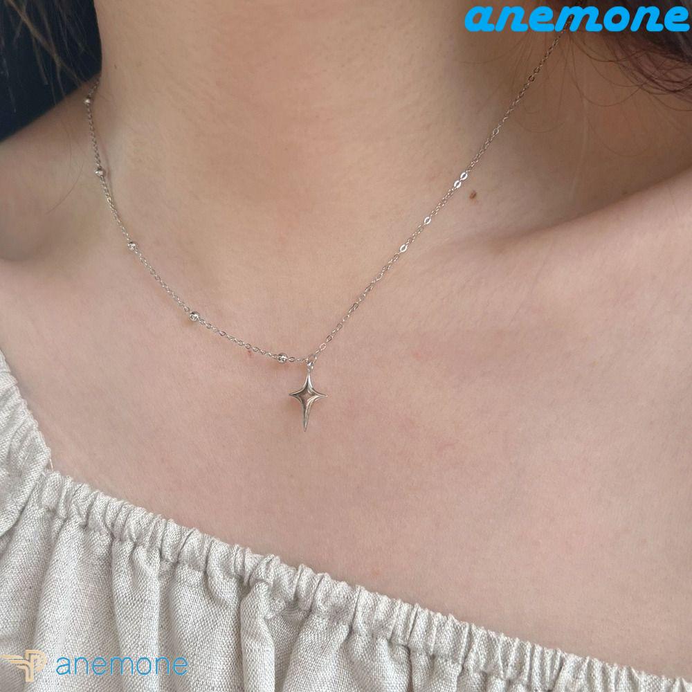 ANEMONE Vòng Cổ Choker Bằng Thép Titan Mặt Ngôi Sao Bốn Cánh Tinh Tế Quyến Rũ Cho Nữ