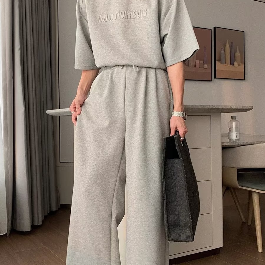 Bộ Đồ Thể Thao Hai Mảnh Dáng Rộng Phong Cách Hàn Quốc Hợp Thời Trang Mùa Hè Cho Nam