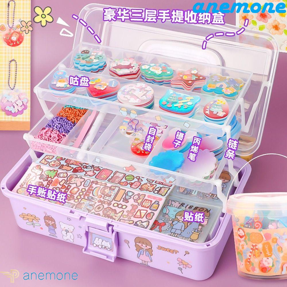 ANEMONE Bộ Miếng Dán Trang Trí Hộp Đựng Thẻ / Móc Khóa Diy Hình Guka Dễ Thương