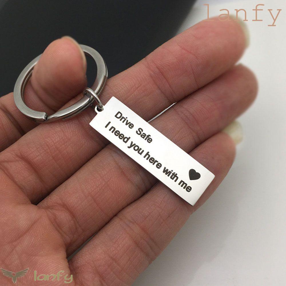 LANFY Móc Khóa Khắc Chữ Sáng Tạo Thời Trang