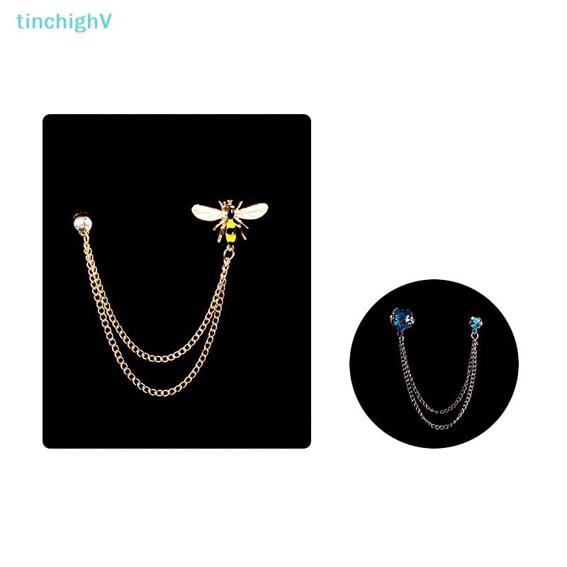 Ghim Cài Áo Hình Côn Trùng Phối Dây Xích Tua Rua Đính Pha Lê Thời Trang Cho Nam Và Nữ