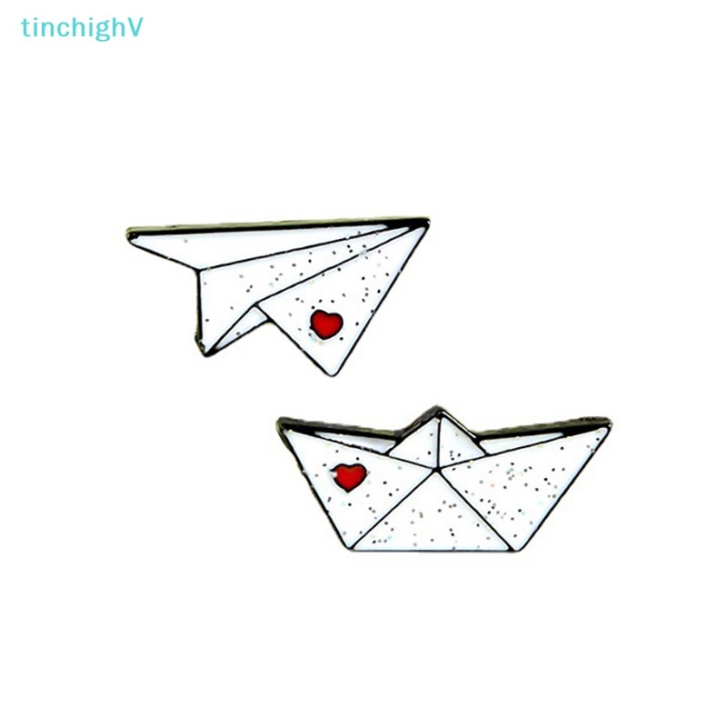[TinchighV] Ghim Cài Áo Sơ Mi / Túi Xách Mini Hình Thuyền / Máy Bay Giấy Tráng Men