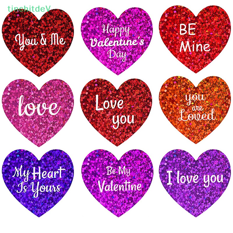 Cuộn 500 Nhãn Dán Hình Trái Tim Lấp Lánh Trang Trí Sổ Tay
