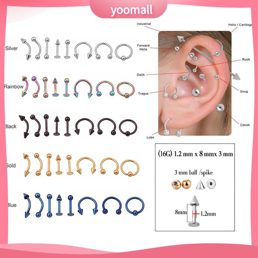 Set 8 Khuyên Xỏ Cơ Thể Thời Trang Cá Tính