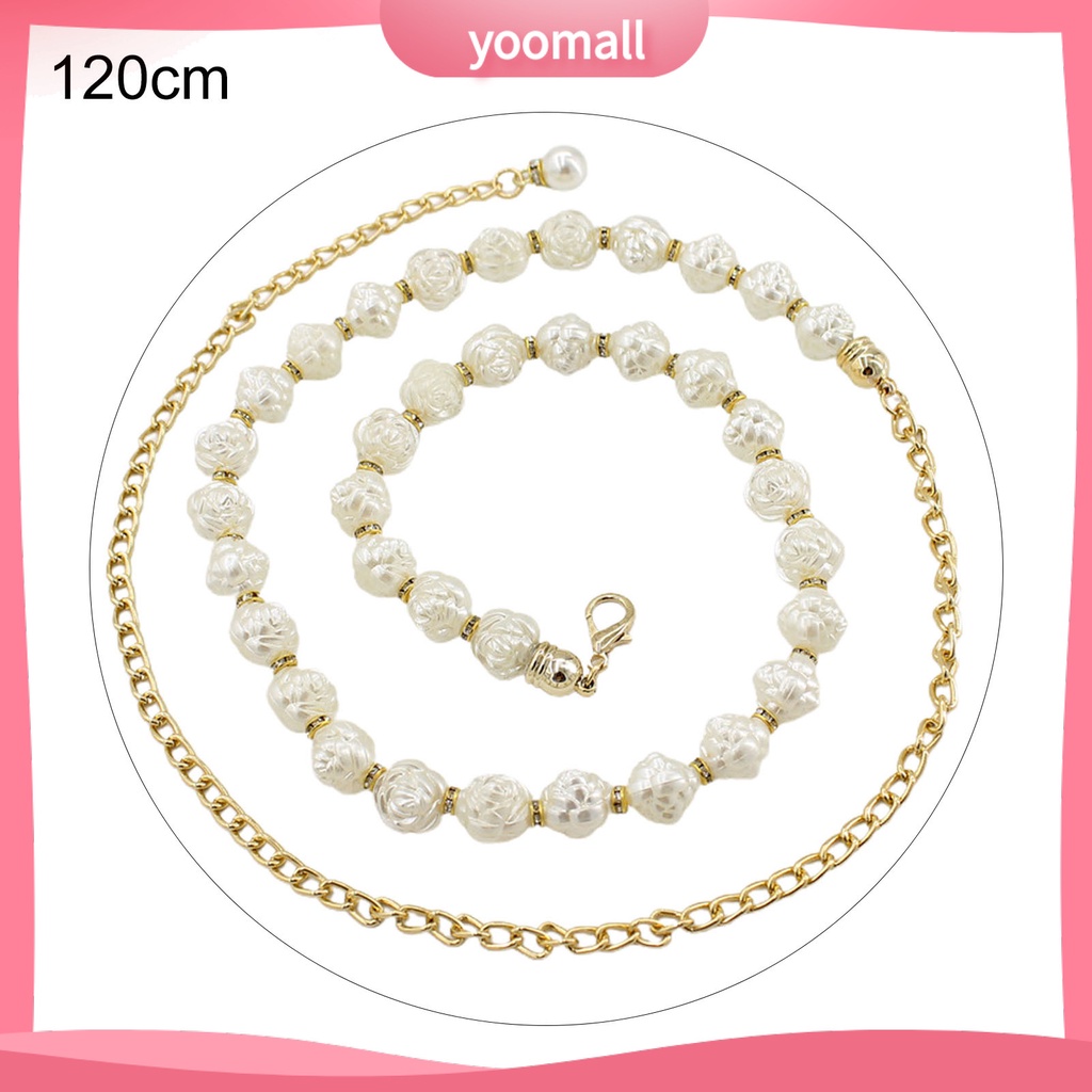 [YM] Chuỗi Dây Thắt Lưng Đính Ngọc Trai Giả Ngọt Ngào Có Thể Điều Chỉnh Trang Sức Hằng Ngày