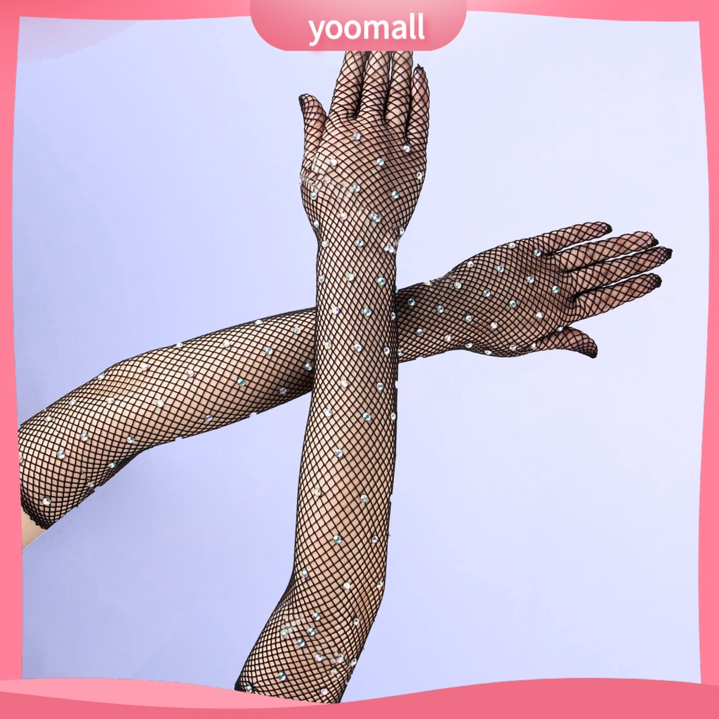 1 Đôi Găng Tay Lưới Đính Đá Thời Trang Cho Nữ