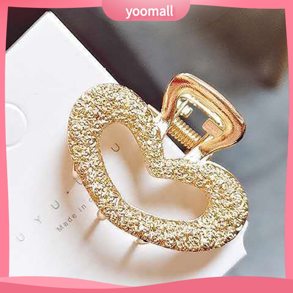 [YM] Kẹp Tóc Kẹp Móng Vuốt Nhiều Kiểu Dáng Đơn Giản Thanh Lịch Sáng Bóng Hình Nơ / Chữ Nhật / Trái Tim / Mặt Trăng / Elip Bằng Hợp Kim
