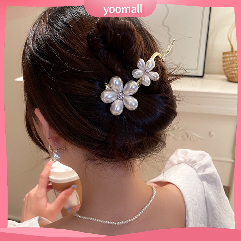 Kẹp Tóc Càng Cua Hình Chữ S Đính Ngọc Trai Giả Thanh Lịch Cho Nữ