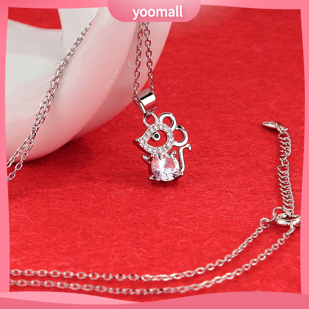 Vòng cổ Mặt Hình Chú Chuột Đính Đá Zircon Thời Trang Cho Nữ