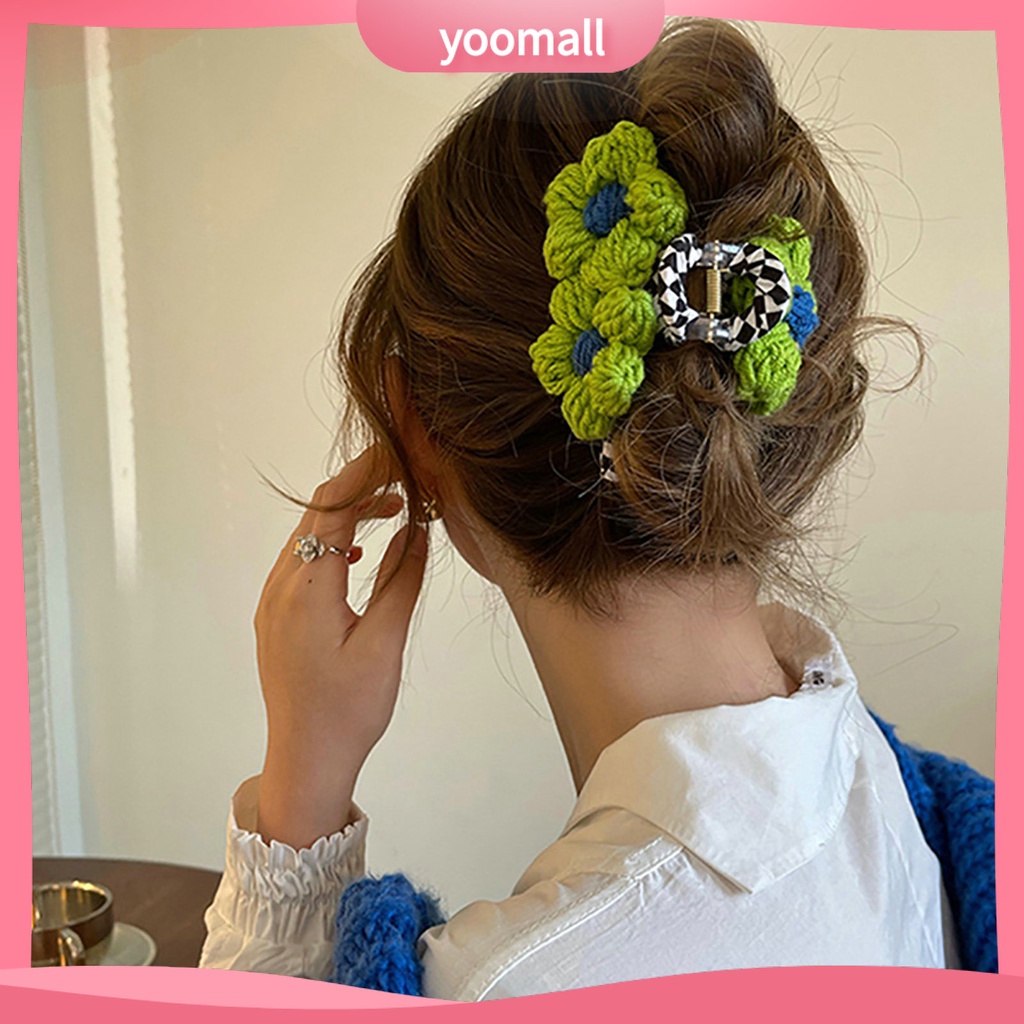 Kẹp Tóc Càng Cua Bằng Cotton Chống Trượt Màu Sắc Tương Phản Tinh Tế