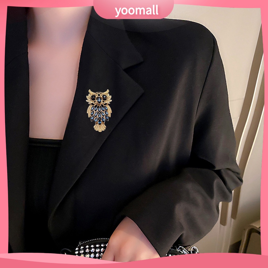 Ghim Cài Áo Hình Chim Cú Đính Đá Phong Cách Vintage Thời Trang