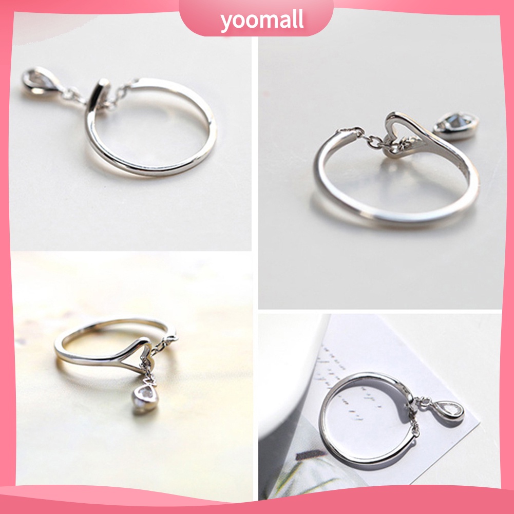 Nhẫn Hở Hình Trái Tim Phối Dây Xích Dễ Điều Chỉnh