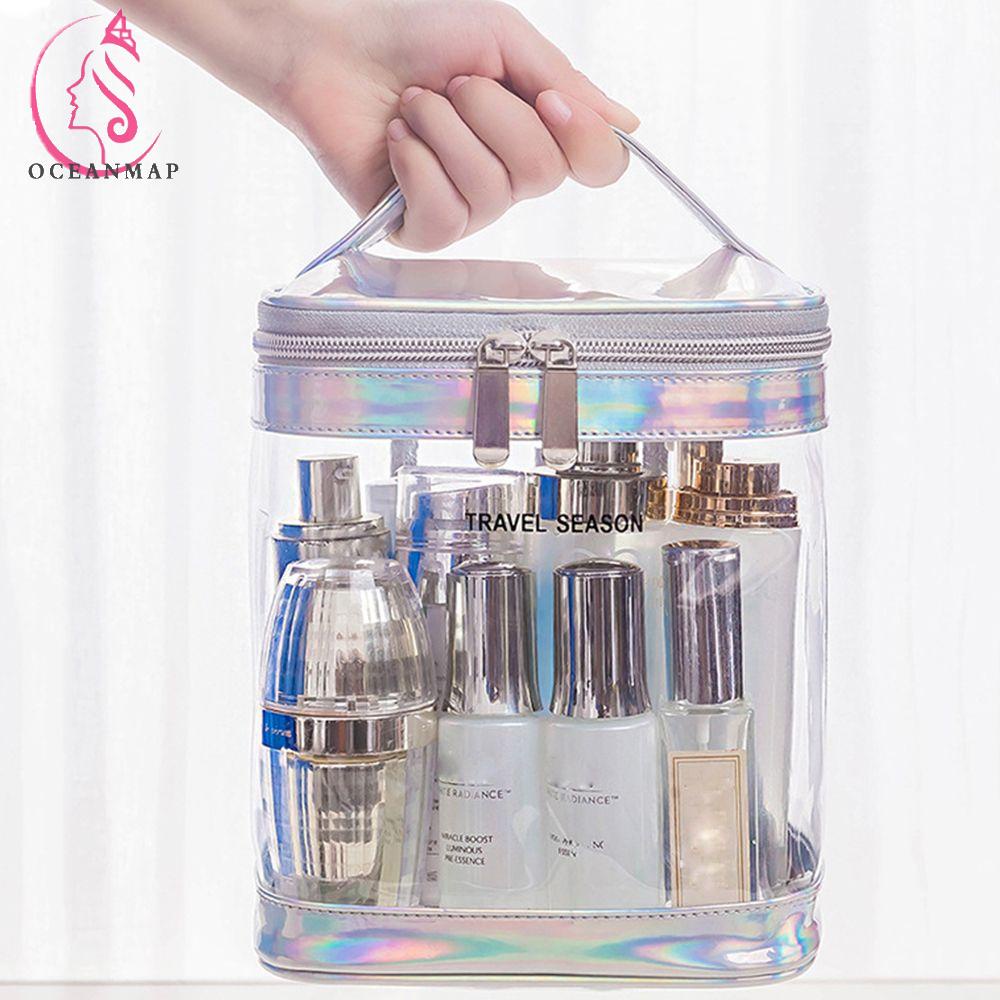 OCEANMAP Túi Đựng Mỹ Phẩm Bằng PVC Trong Suốt Cỡ Lớn Có Khóa Kéo Tiện Dụng Mang Theo Du Lịch