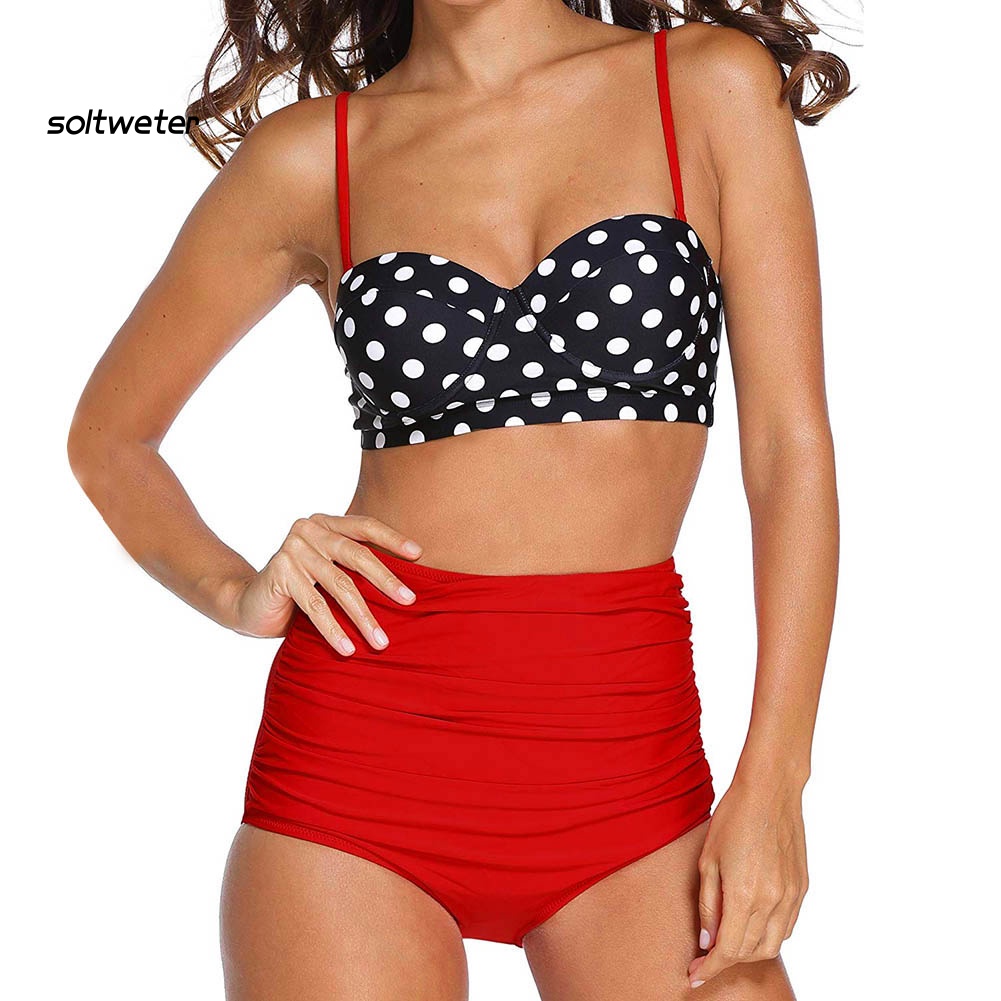 Bộ Bikini Hai Mảnh Lưng Cao In Họa Tiết Hoa Lá Mùa Hè Cho Nữ