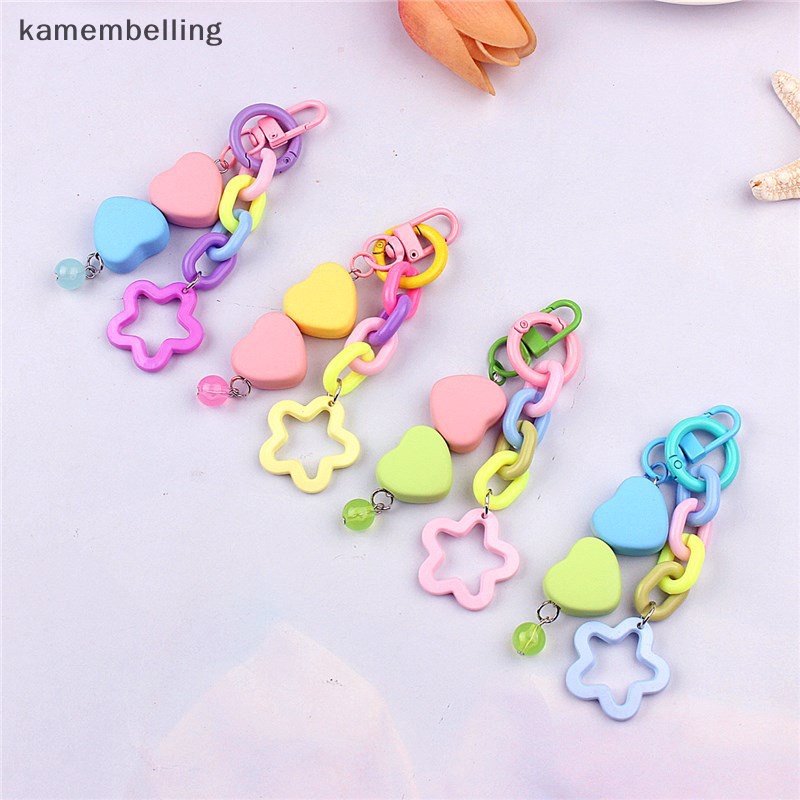 Kamembelling Móc Khóa Hình Trái Tim / Ngôi Sao Mặt Nhám Nhiều Màu Phong Cách Hàn Quốc Cho Nữ