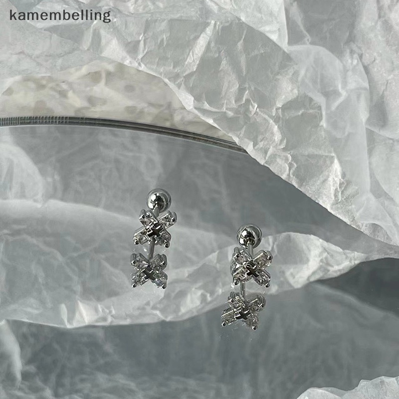 1 Đôi Khuyên Tai Xoắn Ốc Đính Đá Zircon Đơn Giản Cho Nữ