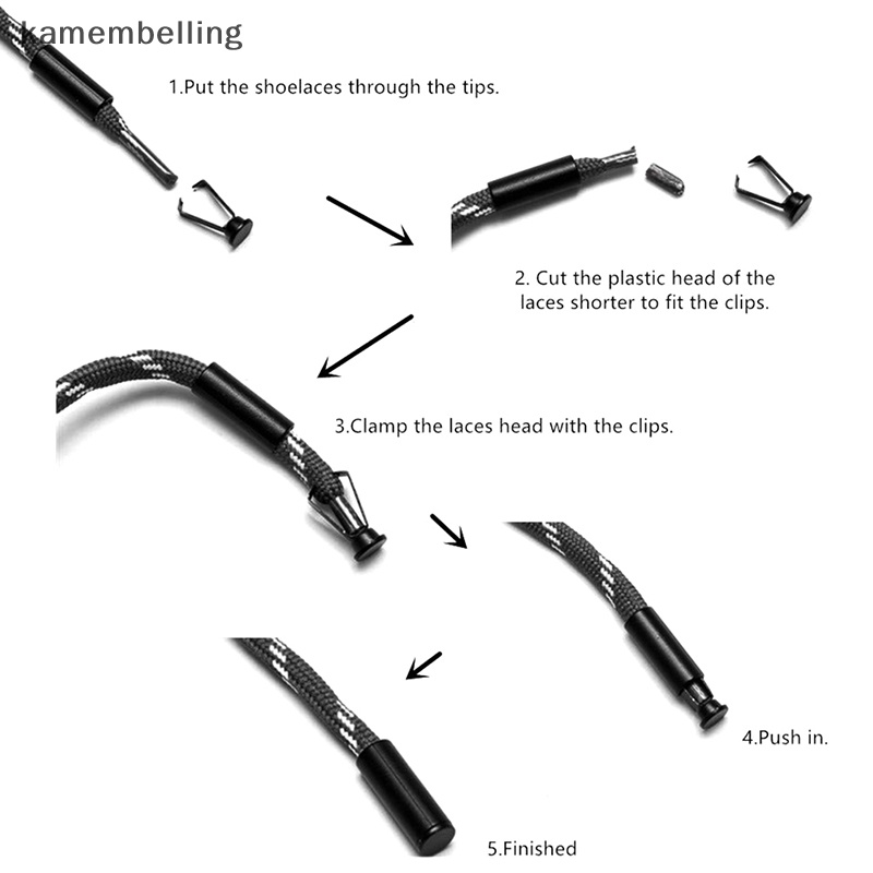 Kamembelling Set 10 Đầu Kim Loại Hình Trụ Bảo Vệ Đầu Dây Giày Diy