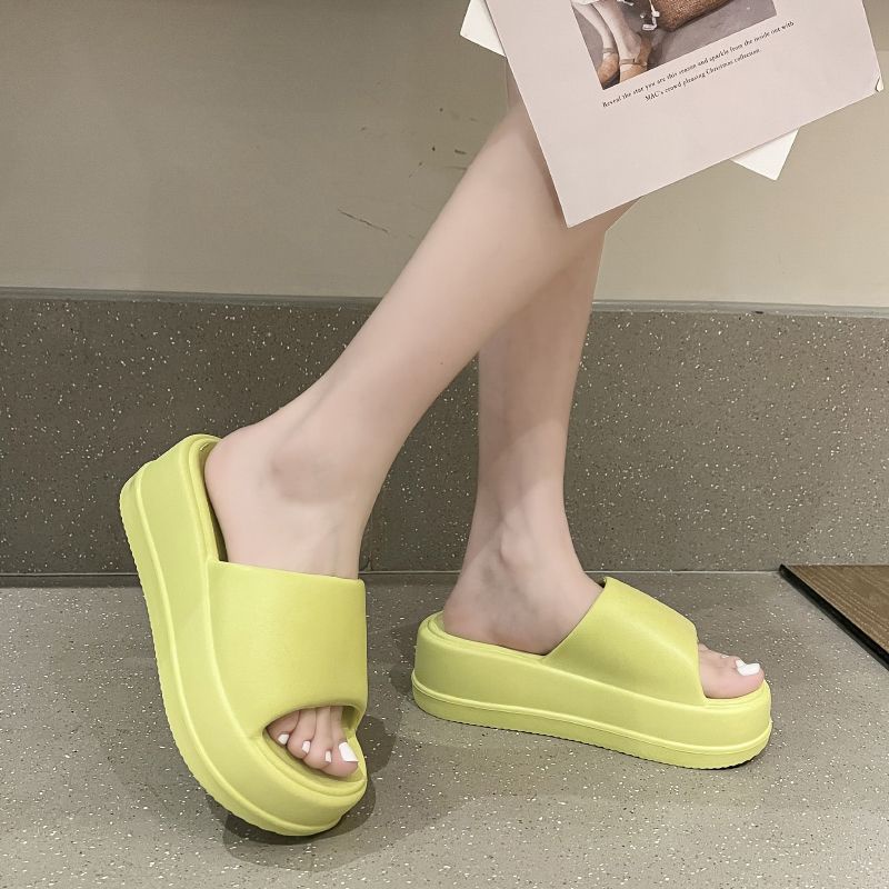 Huaqoo Dép bánh mì guốc dép giày nữ Màu Sắc Đơn Giản Thoải Mái Cao Gót Chống Trơn Trượt dép đế xuồng 30ZHDLX071304