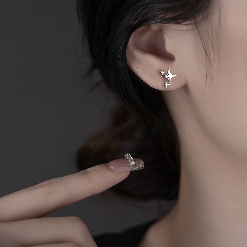 Bông Tai Y2K Hình Ngôi Sao Bốn Cánh Đơn Giản Thanh Lịch Phong Cách Hàn Quốc Cho Nữ