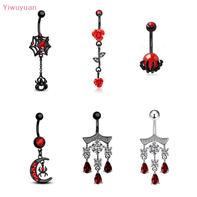 < Yiwuyuan > Khuyên Rốn Hình Nhện Hoa Hồng Đen Phong Cách Punk Cổ Điển Thời Trang Cho Nữ