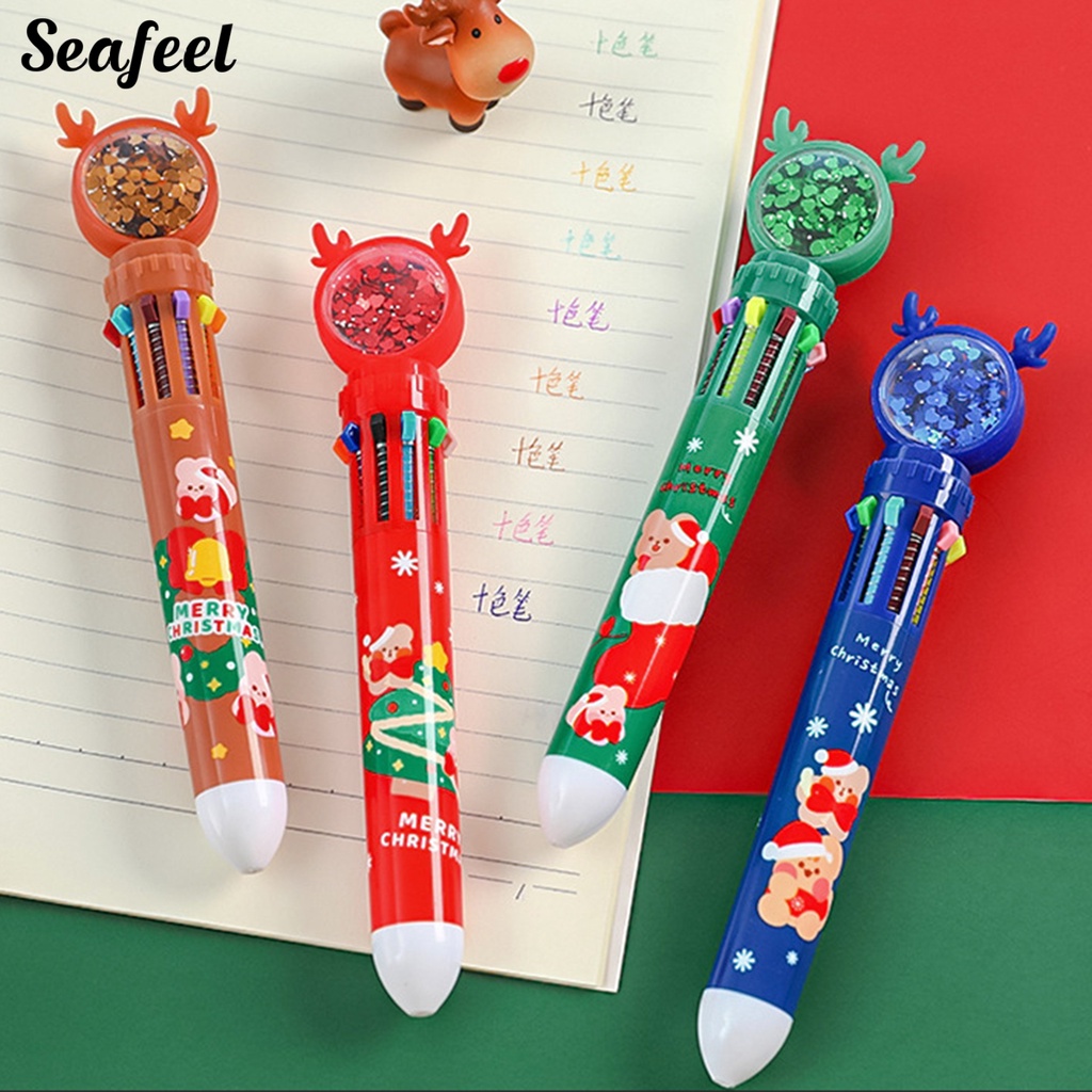 Bút Bi Đa Năng Ngòi 0.5mm Họa Tiết Giáng Sinh Hoạt Hình Xinh Xắn