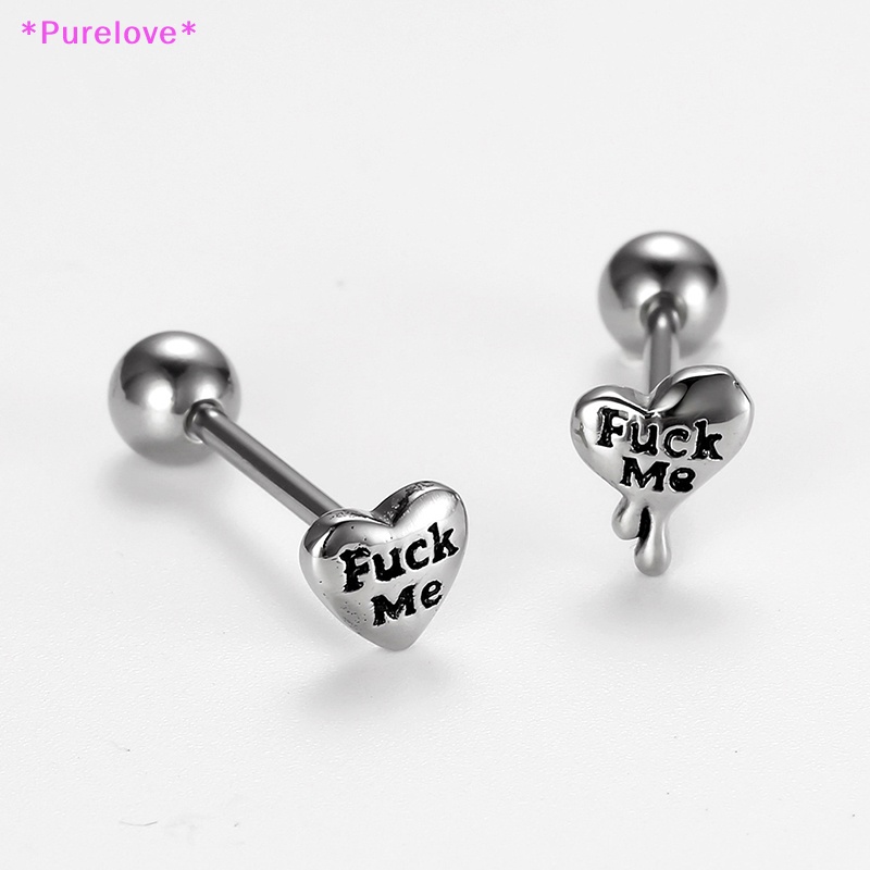 Khuyên Lưỡi Bằng Thép Phẫu Thuật Hình Trái Tim In Chữ Tiếng Anh Vui Nhộn Chống Dị Ứng Mới