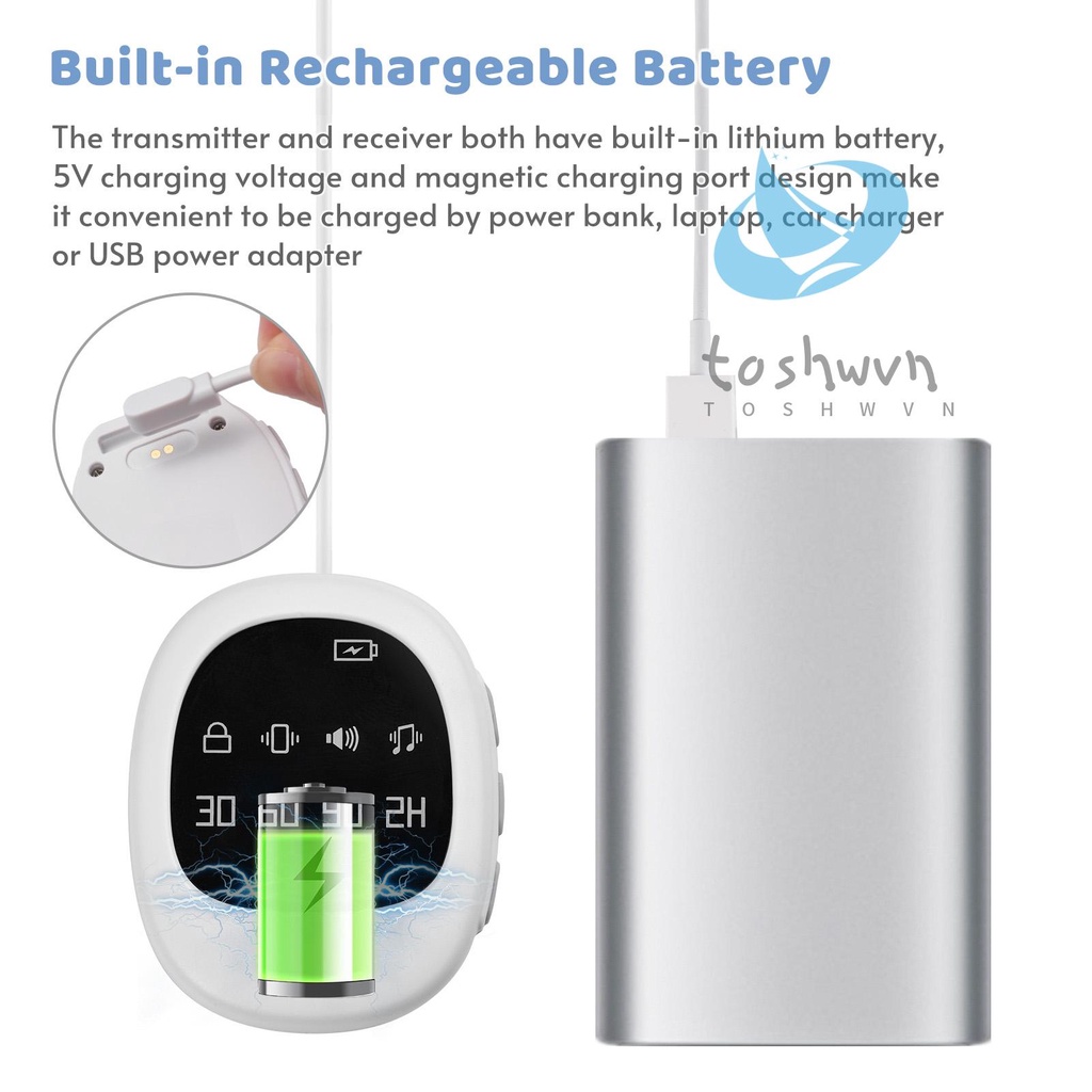 Đồng Hồ Báo Thức Không Dây Tích Hợp Chế Độ Rung 40M / Âm Thanh / Rung + Âm Thanh 30 Phút / 60 Phút / 90 Phút / 2H