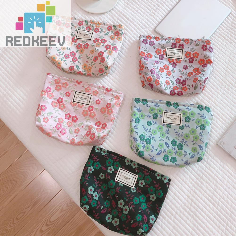 Túi Đựng Mỹ Phẩm Du Lịch Bằng Vải Canvas In Họa Tiết Hoa Sức Chứa Lớn Cho Nữ