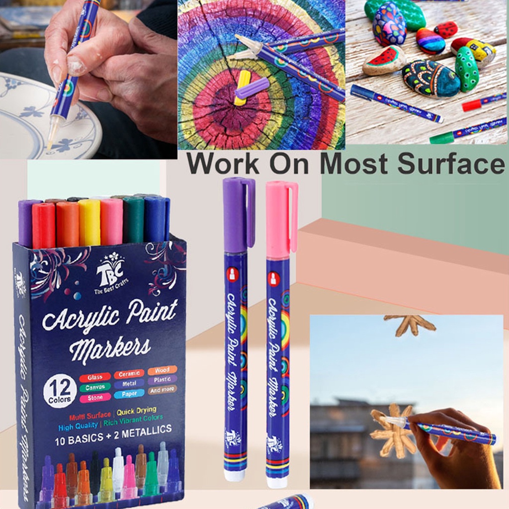 1 Bộ Bút Lông Vẽ Tranh Acrylic Nhanh Khô Chống Thấm Nước Dành Cho Trẻ Em