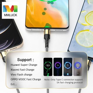 Dây cáp sạc nhanh 5a 3 trong 1 5a cổng usb type c 1.2m / 2m 3 trong 1