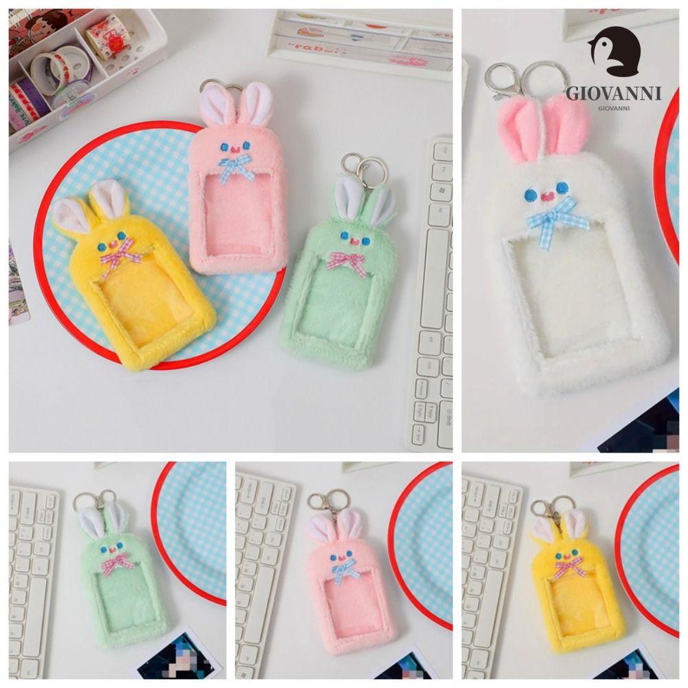 Móc Khóa Đựng Thẻ ID / Tiền Xu Hình Tai Thỏ Bằng Lông Nhung Dễ Thương Xinh Xắn