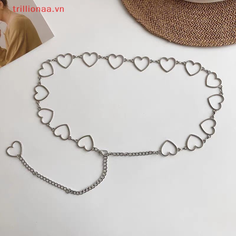Thắt Lưng Dây Xích 100cm Họa Tiết Trái Tim Rỗng Phong Cách Hip Hop Thời Trang Cho Nữ