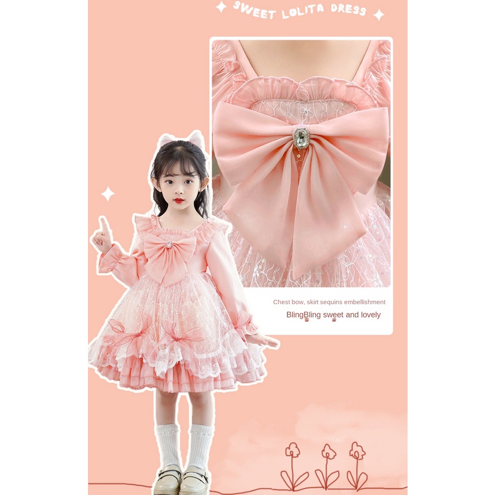 Đầm Công Chúa Hoạt Hình Phối Ren Phong Cách Lolita Đáng Yêu Cho Bé Gái