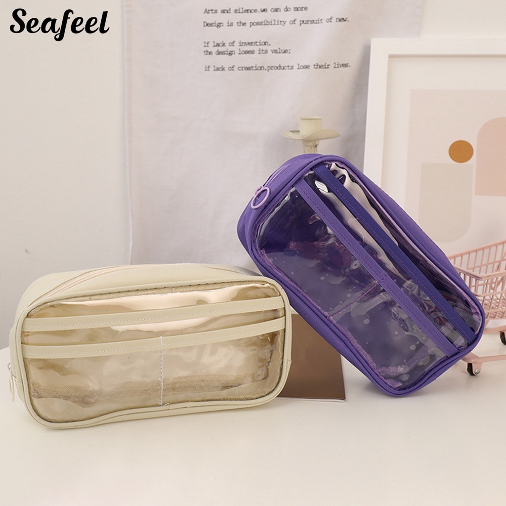 Bóp Viết Trong Suốt Có Khóa Kéo Dung Tích Lớn Tiện Dụng