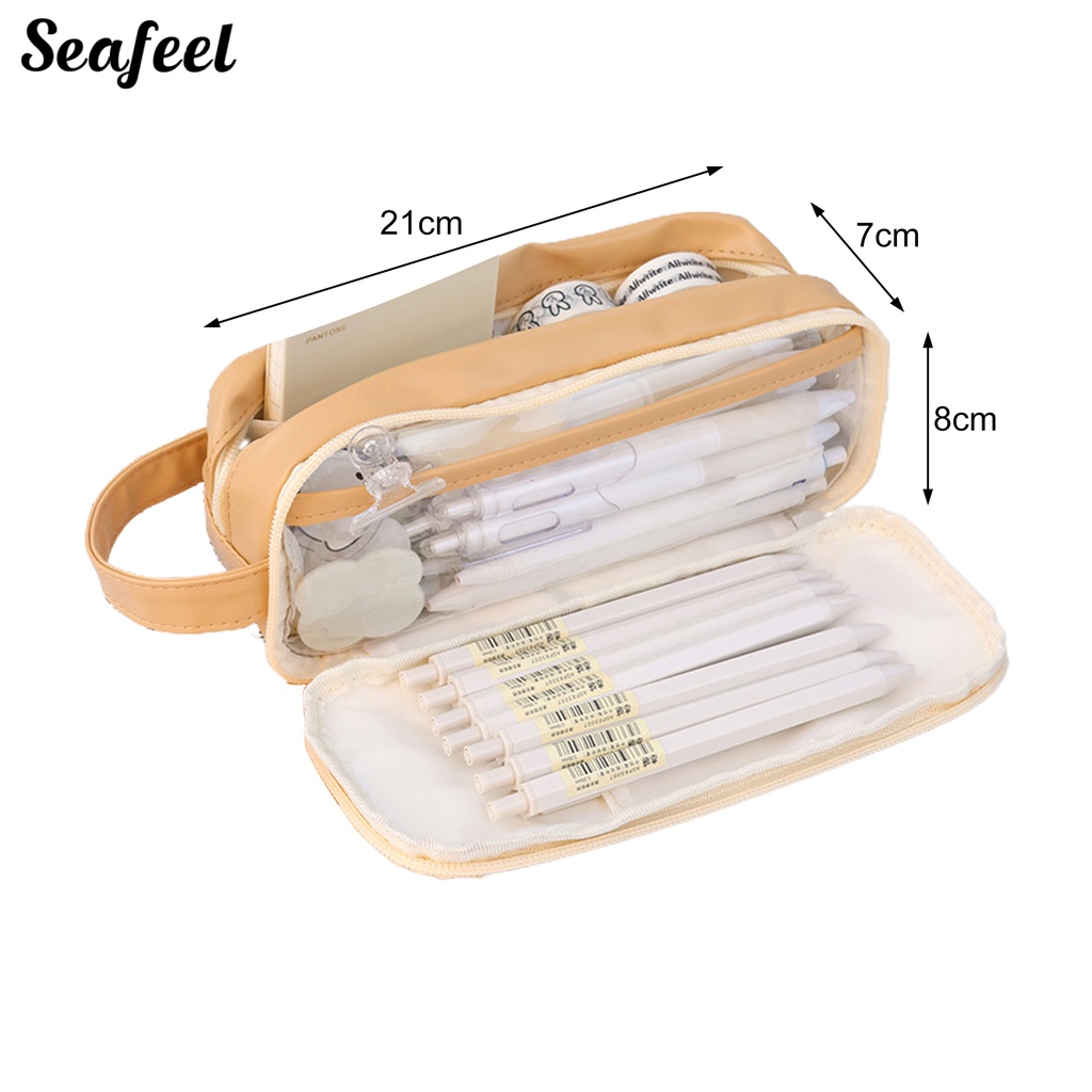 Túi Đựng Bút Bằng PVC Trong Suốt Hai Lớp Khóa Kéo Tiện Dụng