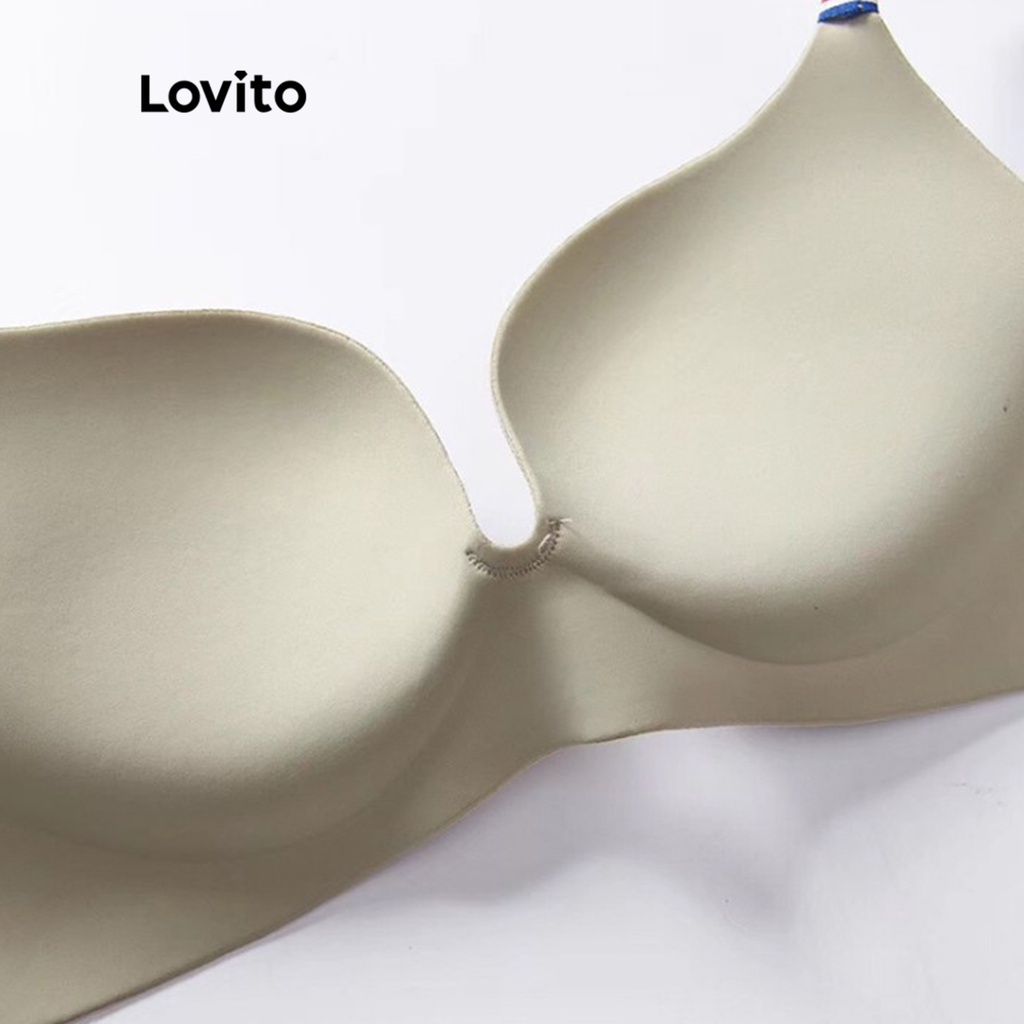 Lovito Áo bralette cúp ngực nhỏ trơn đơn giản dành cho nữ LNA15020 (Màu xanh đen)