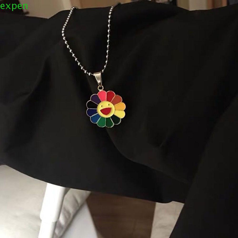 EXPEN Vòng cổ Hợp Kim Mặt Hoa Cười Phong Cách Kpop Murakami Thời Trang Harajuku Đường Phố Cho Nữ