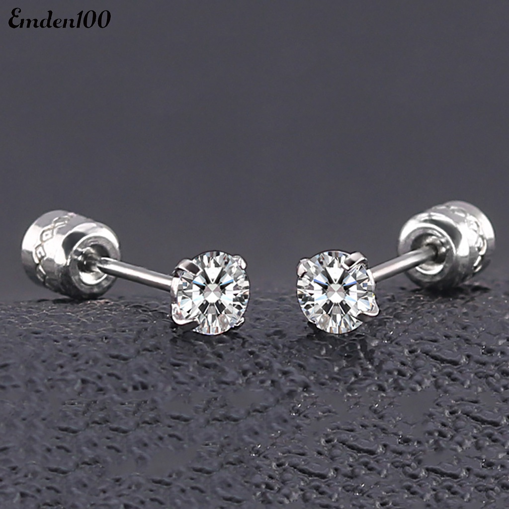 Bông Tai Tròn Bằng Thép Titanium Đính Đá Zircon Thời Trang Cho Nam Và Nữ
