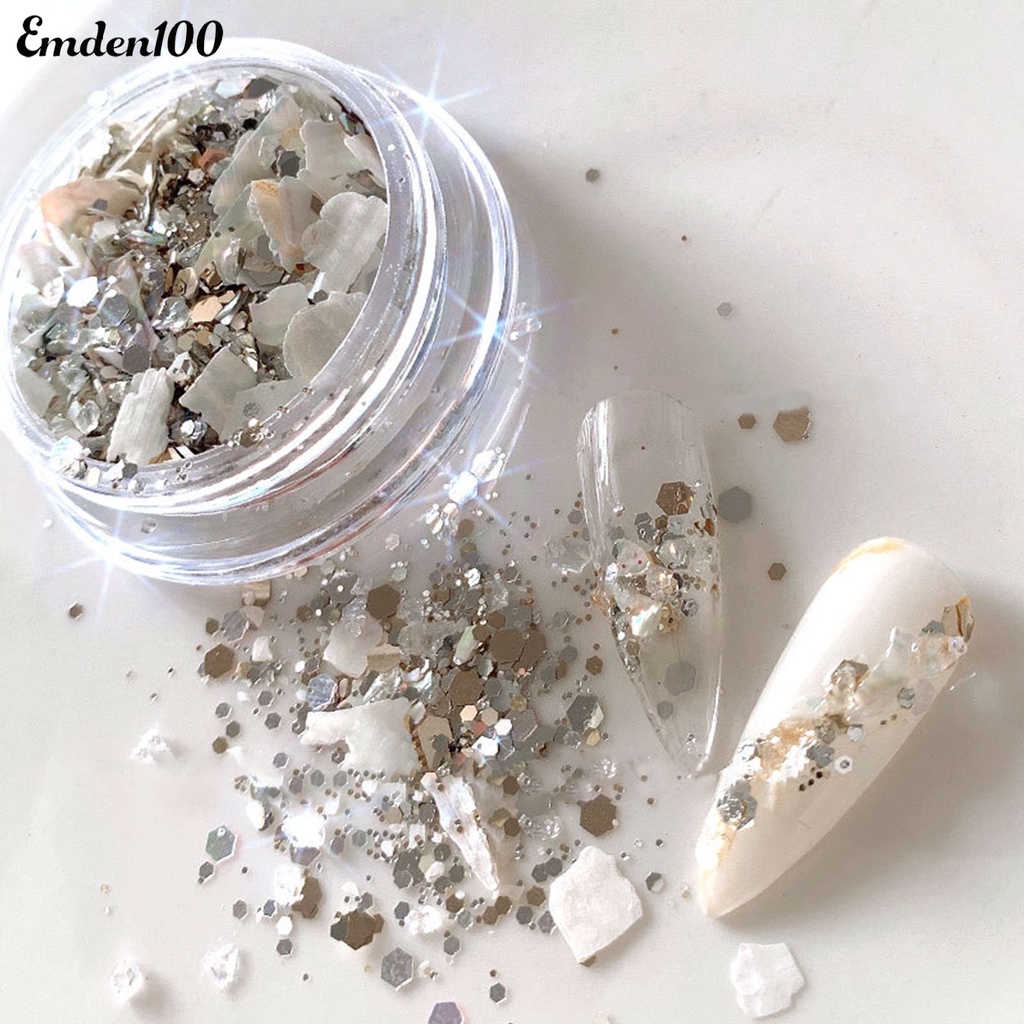 1 Hộp Phụ Kiện Trang Trí Móng Tay Hình Vỏ Sò Lấp Lánh