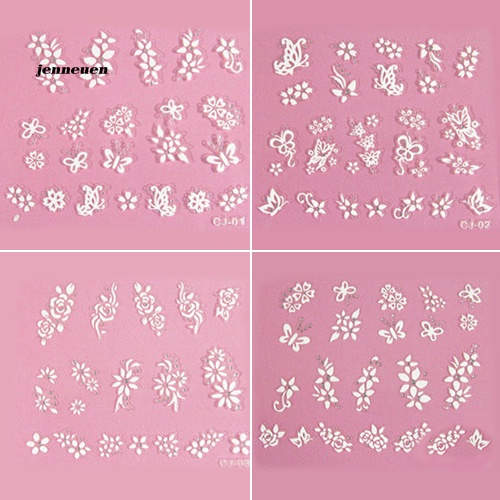 Bộ 50 Hình Dán Trang Trí Móng Tay Họa Tiết Hoa Bướm 3D Xinh Xắn