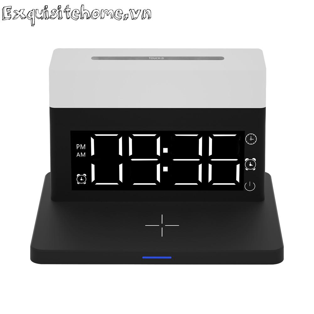 Đế Sạc Nhanh Không Dây Kiêm Đồng Hồ Báo Thức 15W 700mAh Cho IWatch Airpods